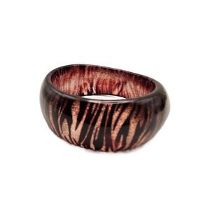Vintage Zebra Swirl Lucite Asymmetrical Chunky Bangle Bracelet
